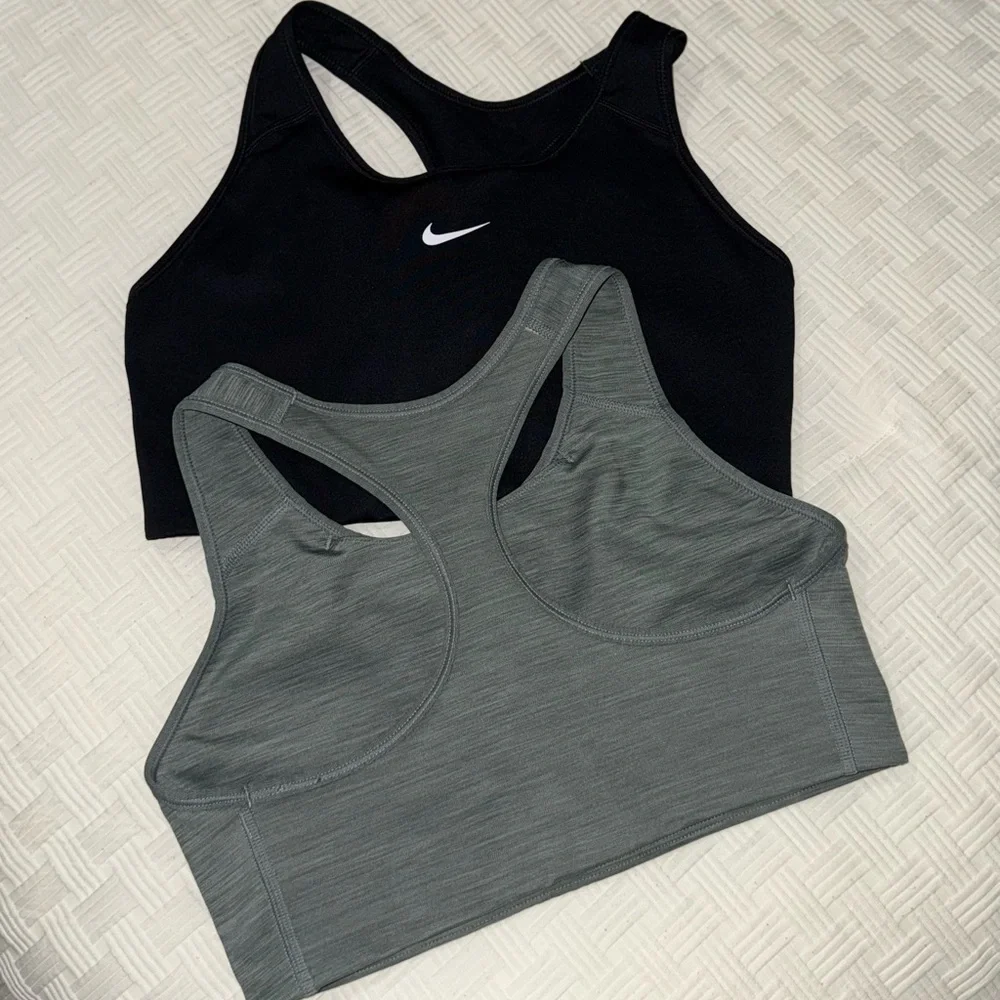 Nike Black and Gray Sports Bras with Compression Fit